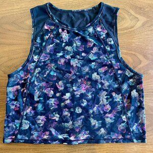 Lululemon Sculpt Tank Crop Mesh Back Abstract Floral Print